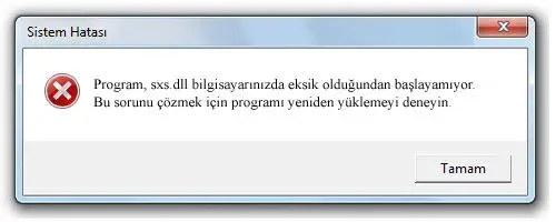 sxs.dll Hata Görüntüsü