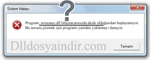 synsoacc.dll hatası