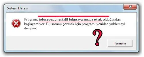tobii.eyex.client.dll hatası