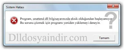unattend.dll hatası