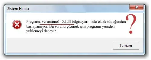 vcruntime140d.dll Hata Görüntüsü