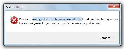 vegas130k.dll Hata Görüntüsü