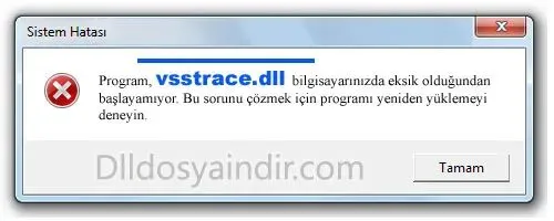 vsstrace.dll hatası