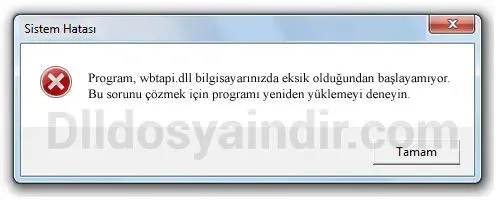 wbtapi.dll Hata Görüntüsü
