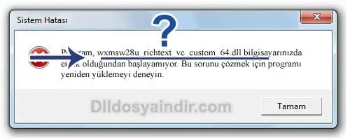 wxmsw28u_richtext_vc_custom_64.dll hatası