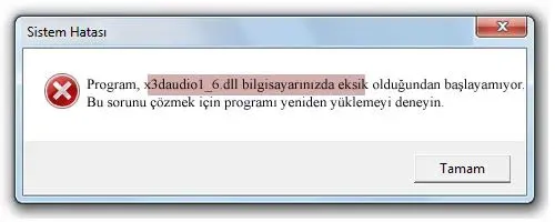 x3daudio1_6.dll hatası