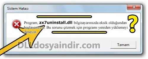 zx7uninstall.dll hatası